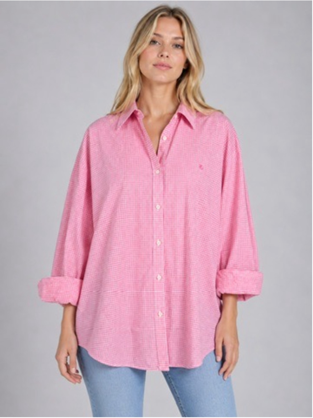 Ralph Lauren Pink Gingham Shirt 100% Cotton 3/4 Sleeves Camp Preppy Size 2X